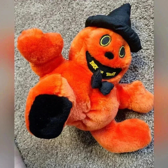 Chrisha Orange Jack O' Lantern pumpkin Playful Plush Vintage 1988 - Picture 8 of 12